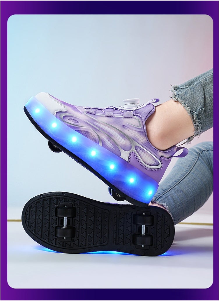 NIBEMINENT Kids Roller Skates Shoes 4 Wheels Roller Shoes Boys Girls Wheel Shoes Roller Sneakers Shoes for Beginner More Balanced  - Image 2