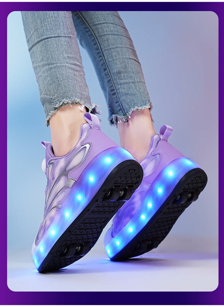 NIBEMINENT Kids Roller Skates Shoes 4 Wheels Roller Shoes Boys Girls Wheel Shoes Roller Sneakers Shoes for Beginner More Balanced  - Image 3