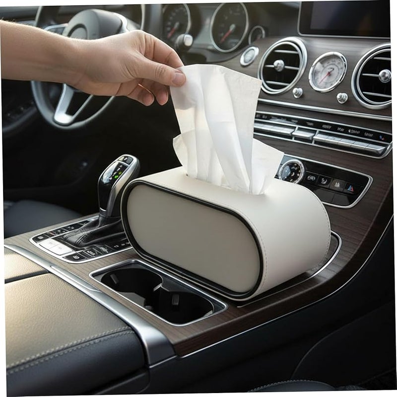 منظم علبة المناديل الجلدية الرمادية لغرفة المعيشة وغرفة النوم وطاولة السطح - Image 3