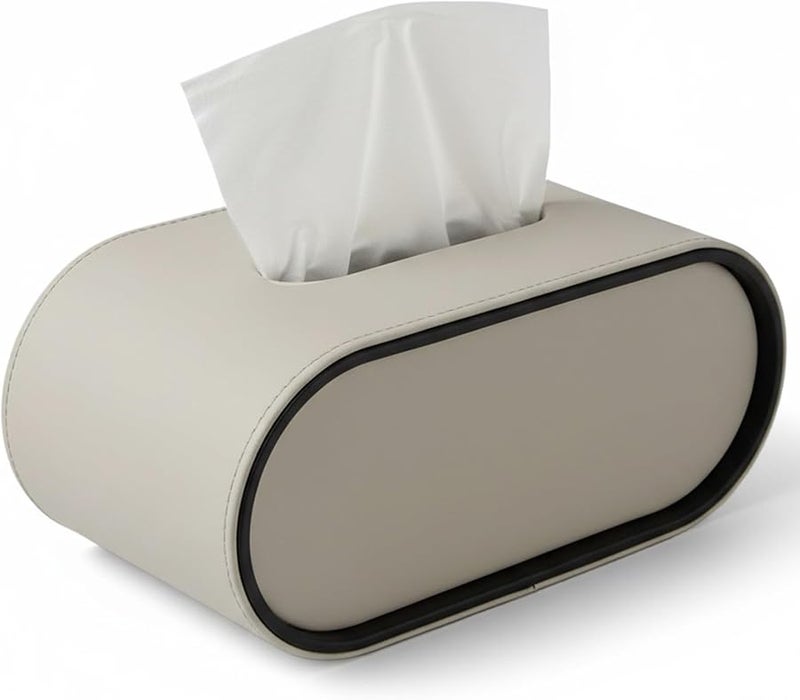 منظم علبة المناديل الجلدية الرمادية لغرفة المعيشة وغرفة النوم وطاولة السطح - Image 1