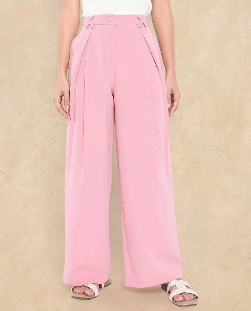 Rareism Women's High Waist Wrap Pleated Trouser