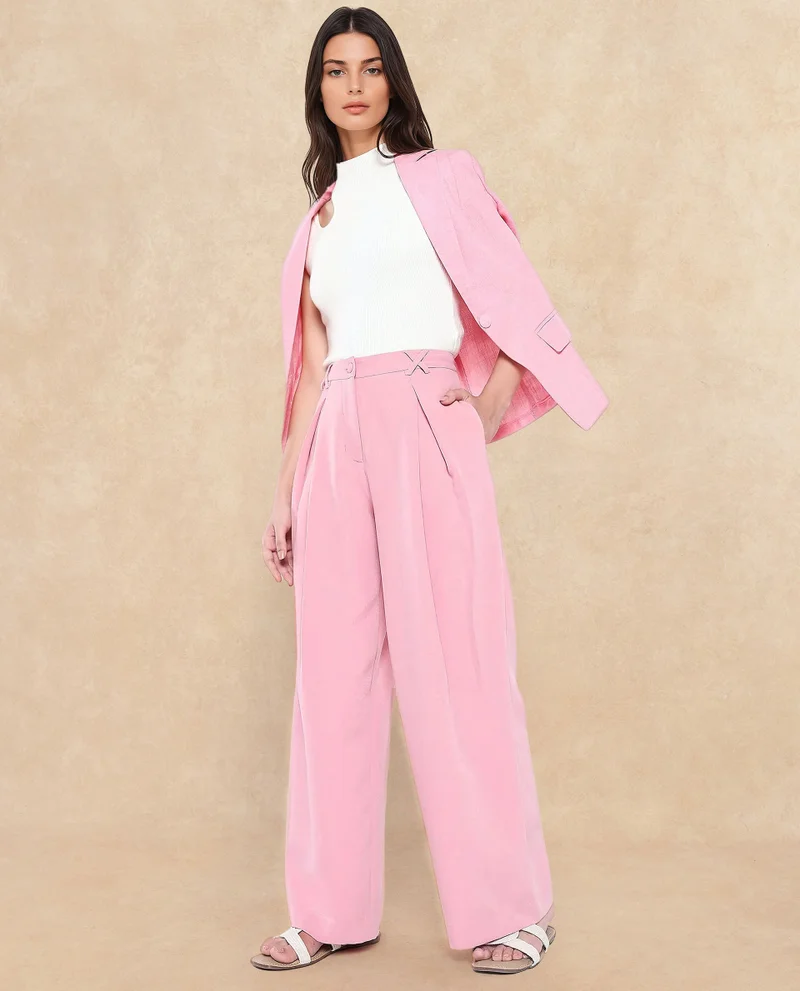 Rareism Women's High Waist Wrap Pleated Trouser