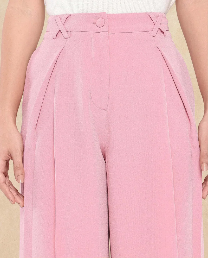 Rareism Women's High Waist Wrap Pleated Trouser