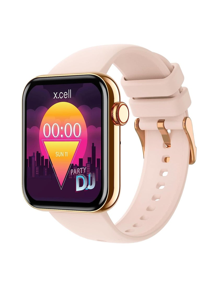 Xcell - Xcell G6 Music Smart watch,Arabic Interface, Heart Rate,Blood Pressure,Oxygen Level Monitoring, Receive & Make Calls,Water Resistance: IP67, 1 Week Battery life, Compatibility:IOS/Android-Rose Gold - Image 1