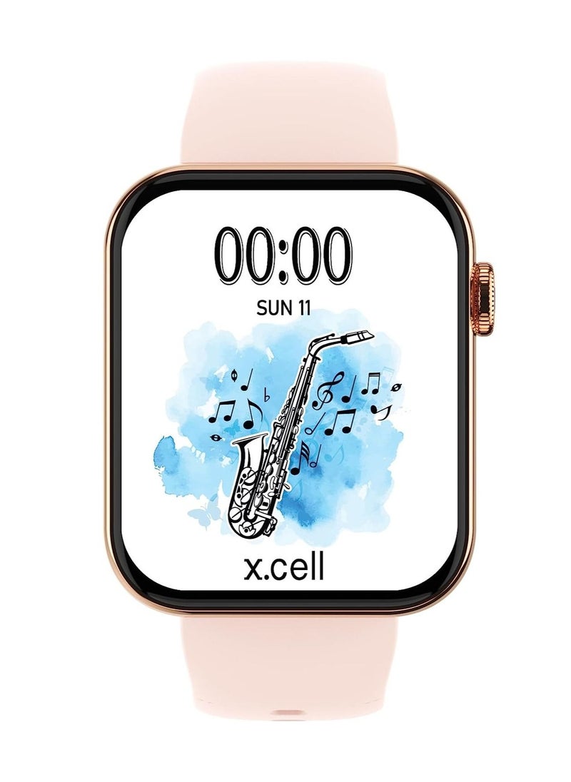 Xcell - Xcell G6 Music Smart watch,Arabic Interface, Heart Rate,Blood Pressure,Oxygen Level Monitoring, Receive & Make Calls,Water Resistance: IP67, 1 Week Battery life, Compatibility:IOS/Android-Rose Gold - Image 1