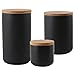 OnePine Set of 3 Air Tight Jars Ceramic Storage Containers with Airtight Seal Bamboo Lids Kitchen Canisters for Tea - Image 2