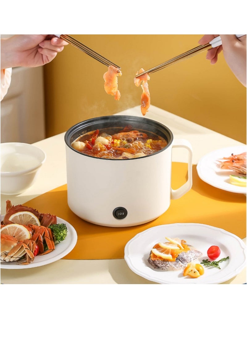 DAI HEART Electric Hot Pot with Steamer, 1.8l Multi-function Non-stick Electric Egg Cooker for Stir-Frying/Stewing/Steaming, Off-White - Image 5