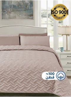 سيد المنسوجات المنزلية مفرش مضغوط مزدوج من قطن، يناسب سرير بحجم 200 × 200 سم، 4 قطع، سلسلة إلميرا  - Image 1