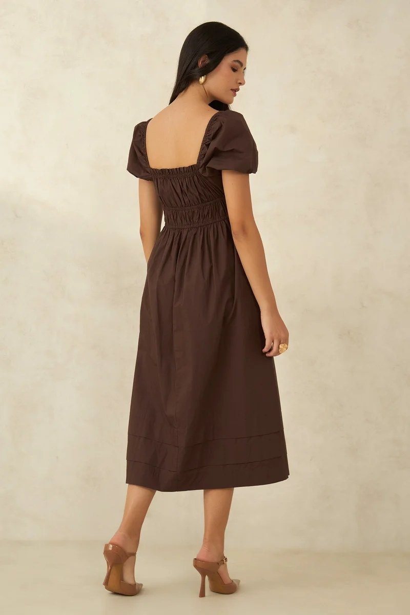 فيرجيو Cotton Dresses Daywear With Gather Details for Women