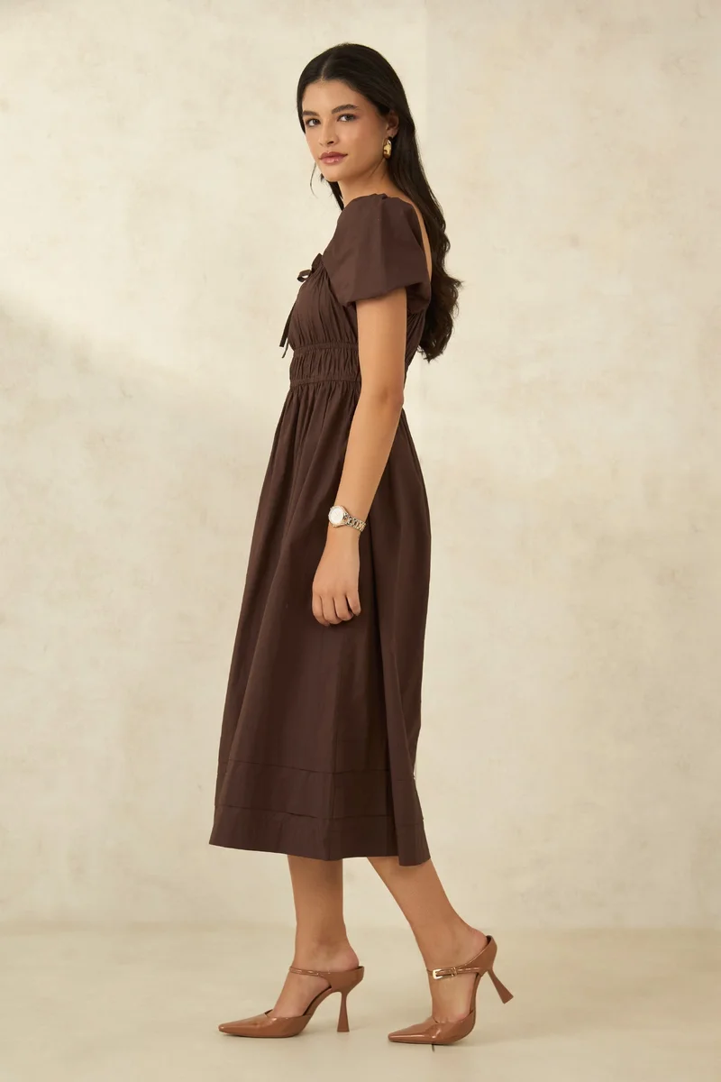 فيرجيو Cotton Dresses Daywear With Gather Details for Women