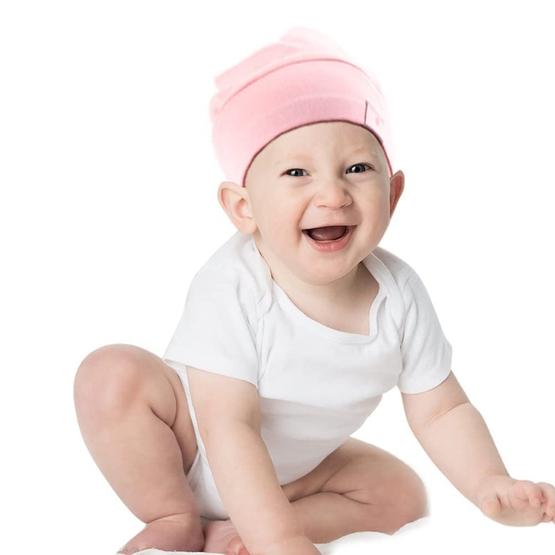 greatremy greatremy Beanie Kids Silky Satin Lined Hair Bonnet Sleep CapAdjustable Elastic Band Slouchy Cotton Hat for Baby Girl Boy Infant Toddler Child Sleeping Natural Curly Hair Purple Light Pink