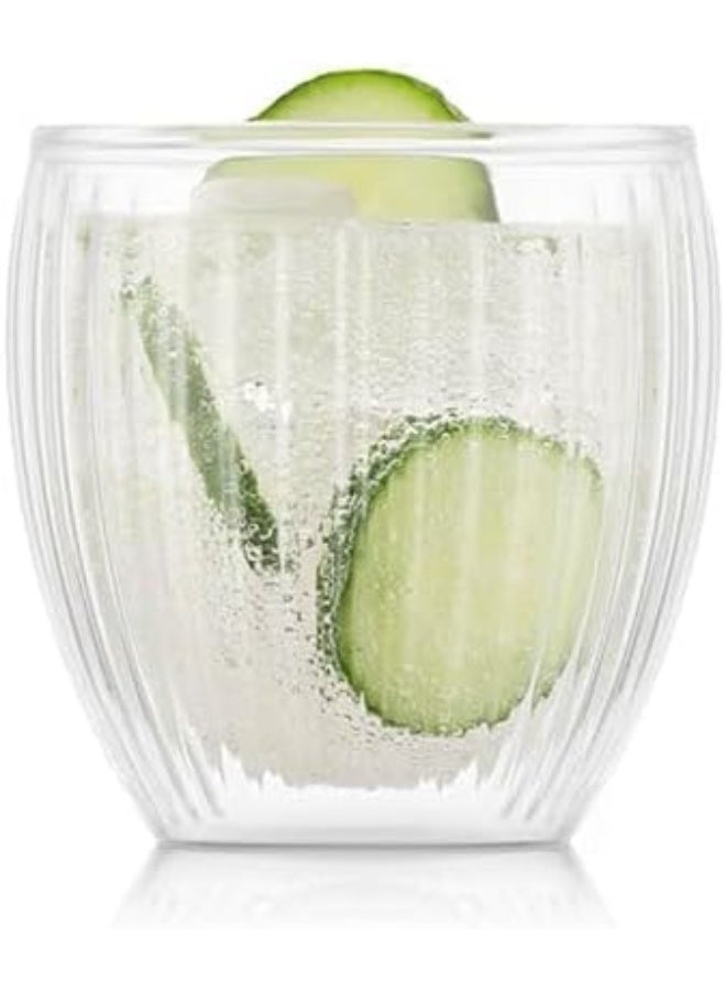 Bodum Pavina Double Wall Glasses with Ribs 200ml, Set of 2 - Image 1