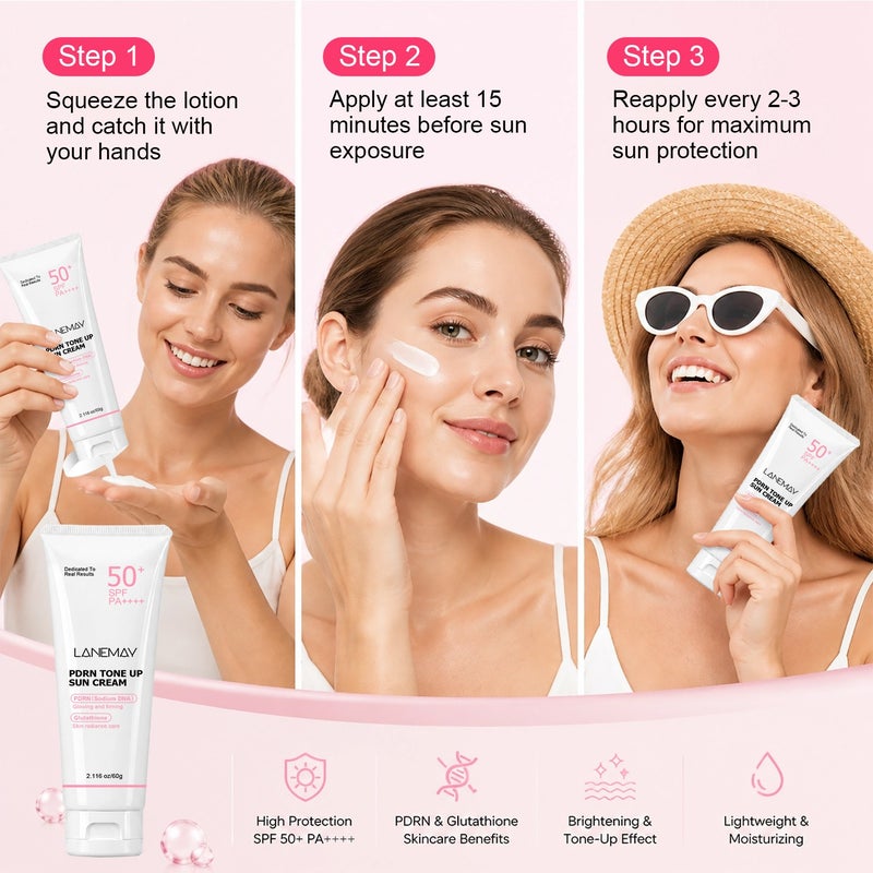 LANEMAY PDRN Brightening Protective Cream SPF50+ PA++++ 60g - 2-in-1 Isolation & Brightening - Image 4