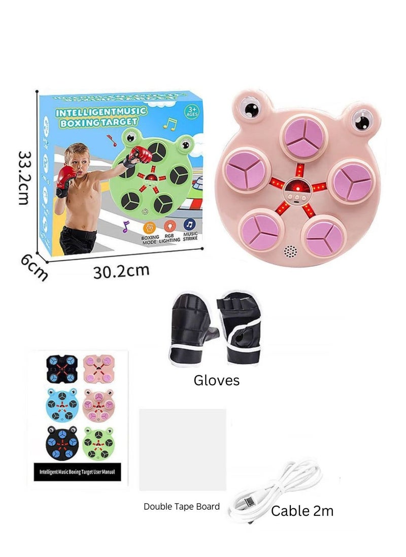 Raxoom Punching Boxing Machine, Boxing Machine with Music, Children, Bluetooth, Smart LED Music Boxing Machine with Boxing Gloves, Electronic Boxing, Wall-Mounted Boxing Trainer, Gift for Children Pink  - Image 3