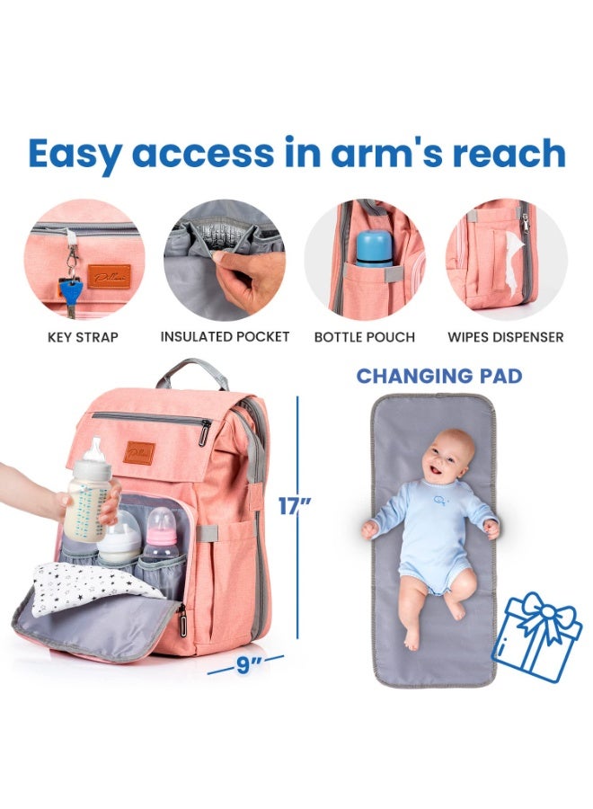 RUVALINO PILLANI Baby Diaper Bag Backpack - Large Bag for Boys & Girls, Waterproof Diaper Backpack - Travel Diaper Bags w/Changing Pad, Baby Registry Search & Shower Gifts - Essentials Must Haves Newborn Stuff - Image 2