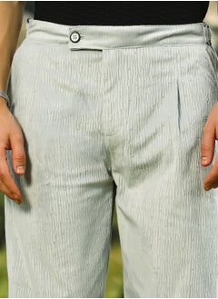 Campus Sutra Men's Cloud Grey Veined Tailored Trousers  - Image 5