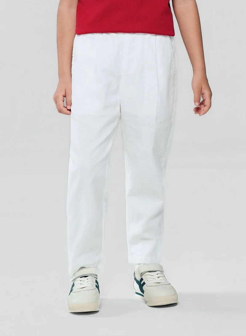 Kids' Regular Fit Linen Cotton Cropped Pants