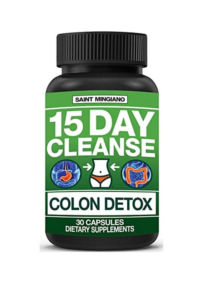Saint Mingiano - 15 Day Cleanse ; Colon Detox With Natural Laxative For Constipation & Bloating. 30 Pills To Detoxify & Boost Energy ; Extra Strength Senna Leaf Supplements ; Strong For Some People. - Image 1