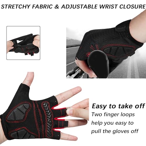MOREOK Cycling Gloves Bike Gloves for Men/Women-[5MM Gel Pad] Half Finger Bicycle Biking Gloves for Cycling/Weight Lifting/Gym/Motorcycle/Outdoor Sports-098 Balck-L - Image 4