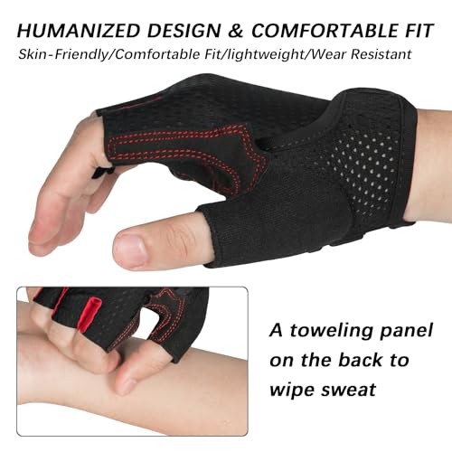 MOREOK Cycling Gloves Bike Gloves for Men/Women-[5MM Gel Pad] Half Finger Bicycle Biking Gloves for Cycling/Weight Lifting/Gym/Motorcycle/Outdoor Sports-098 Balck-L - Image 3