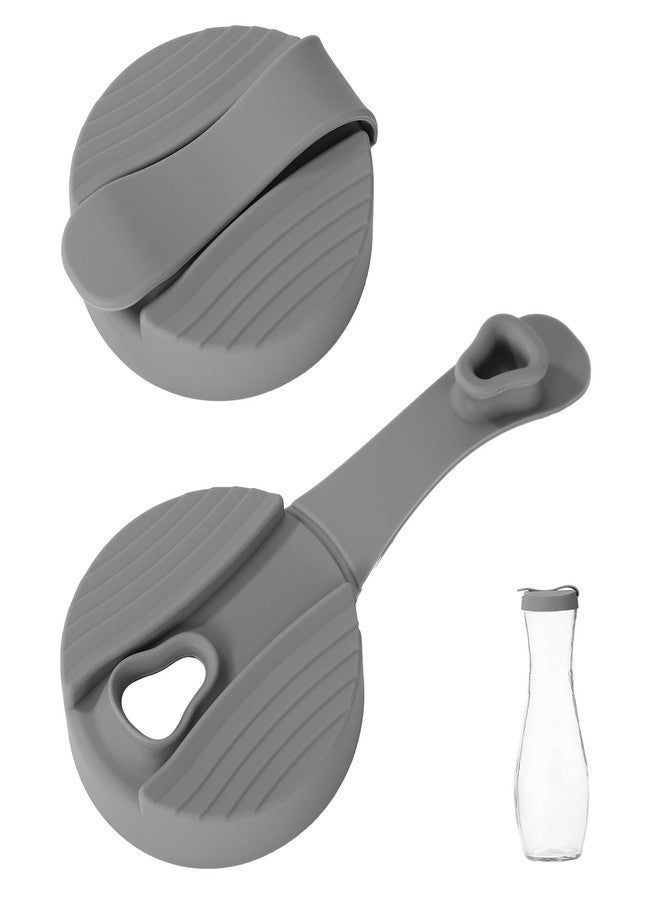 Sinbana 2pcs Replacement Lids for Good Seasons Salad Dressing Cruet Glasses, Silicone Top Lids Leakproof & Airtight Caps Compatible with Good Seasons Bottle Cruet Container (Grey) - Image 1