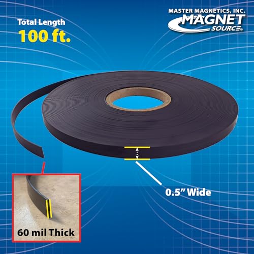 Master Magnetics Flexible Magnet Strip - One-Sided Magnetic Strip, Cuttable Magnet, 0.5" Wide, 0.06" Thick, 100 Feet, ZGN10PBX - Image 3