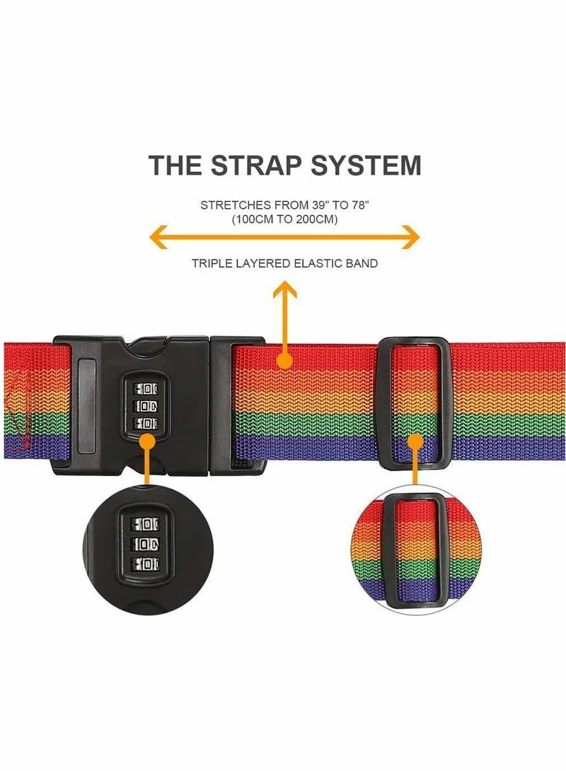 Luggage Straps, Adjustable Luggage Straps with Combination Lock and Luggage Tag Slot, Suitcase Belts for Travel  - Image 4