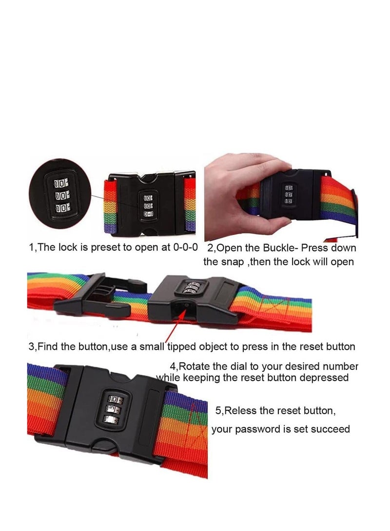 Luggage Straps, Adjustable Luggage Straps with Combination Lock and Luggage Tag Slot, Suitcase Belts for Travel  - Image 2