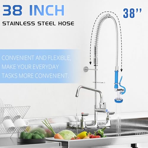 HASAGEI Spray Valve with 38 Flexible Pre Rinse Hose Commercial Pre Rinse Sprayer with Stainless Steel Hose AntiSlip Pre Rinse Sprayer Assembly for Commercial Industrial Restaurant Kitchen Sink Faucet - Image 3