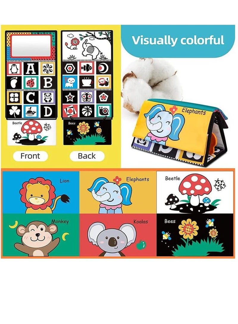 Soofam Infant Tummy time Soft Crinkle Activity Book With Huge Baby Safe Mirror Activities Brain Development Toys Designed For Babies To Learn To Distinguish Colors - Image 5