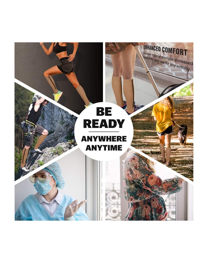 AS SEEN ON TV Zip Sock stretchy zipper leg Compression Socks for Women Men Open Toe Brown/Black 2Pair - Image 4