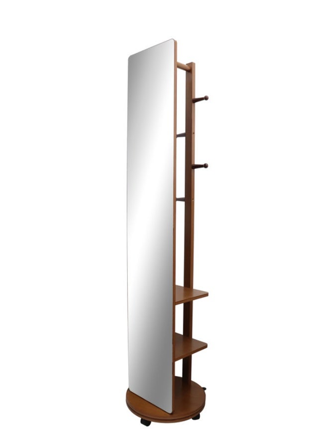 Noon East Modern Floor Mirror With Clothes Rack, Rolling Base, Brown Metal Frame - Size 170cm x 39.5 cm - Image 4