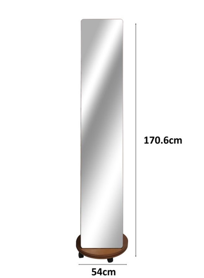 Noon East Modern Floor Mirror With Clothes Rack, Rolling Base, Brown Metal Frame - Size 170cm x 39.5 cm - Image 3