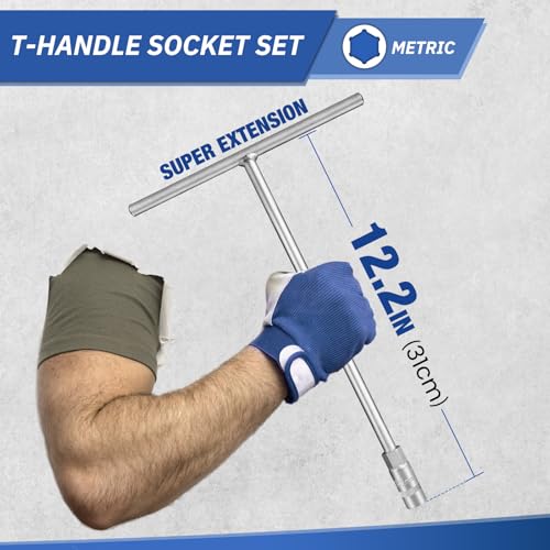 zozoa T - Handle Socket Set, Metric T Handle Wrench Set,3 Pieces(8mm, 10mm, 12mm),Cr-V Steel,6- Point,For Car Motorcycle Dirt Bike Repair - Image 3