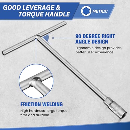 zozoa T - Handle Socket Set, Metric T Handle Wrench Set,3 Pieces(8mm, 10mm, 12mm),Cr-V Steel,6- Point,For Car Motorcycle Dirt Bike Repair - Image 4
