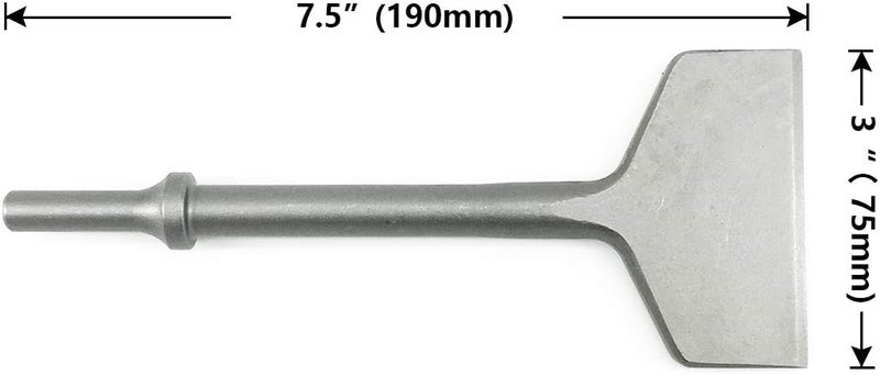 SPKLINE 3 Inch Wide Air Chisel Bit, Pneumatic Tile & Thinset Scaling Chisel - 0.401 Inch Shank, Wall & Floor Tile Remover, Floor Scraper, Works with Air Hammer - Image 2