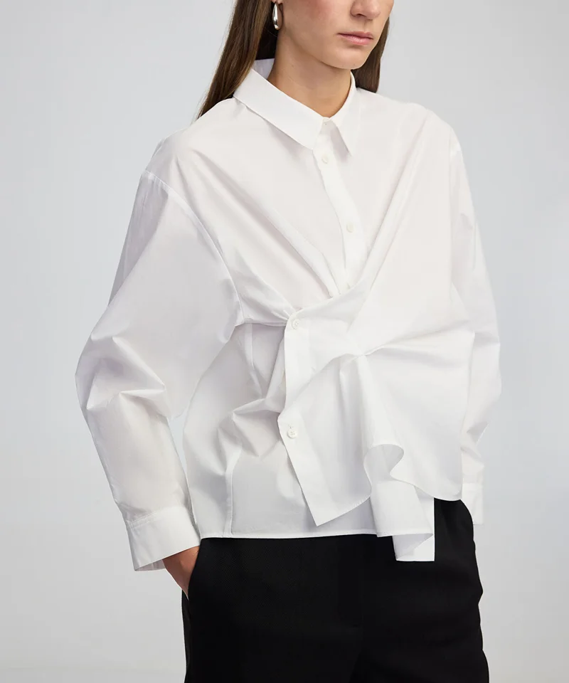 ابيكول Asymmetric Poplin Shirt
