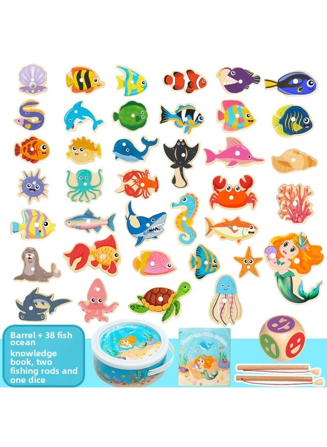 Infant Children Fishing Wooden Toys Magnetic Intelligence Early Education Baby 1-2 To 3 Years Old And A Half 4 Boys And Girls-Specifications:38 Fish In Barrel - Image 1