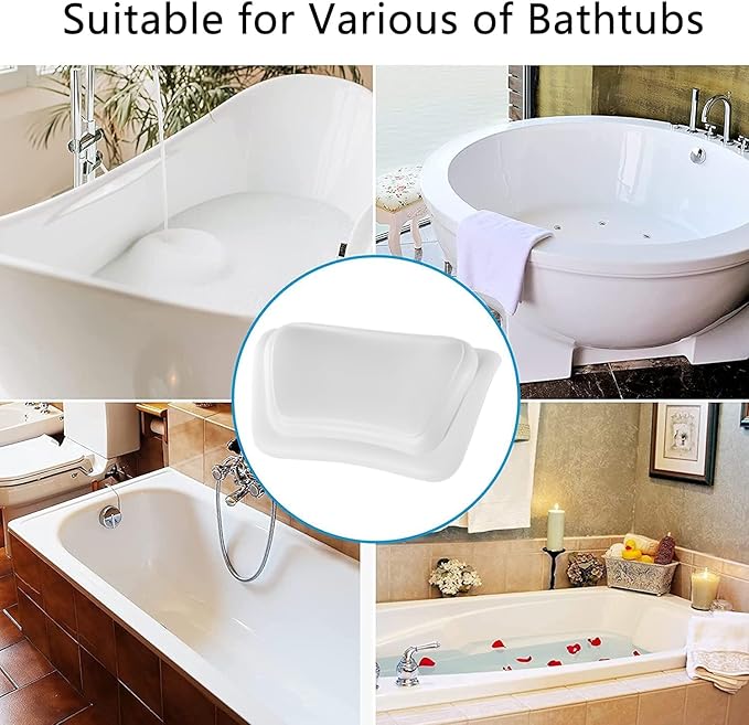 BATH PILLOW WATERPROOF BATHTUB PILLOW 3D ERGONOMIC BATHTUB PILLOW WITH 2 NONSLIP SUCTION CUPS PREMIUM WATERPROOF BATH CUSHION FOR HOME SPA HEADRESTBLACK