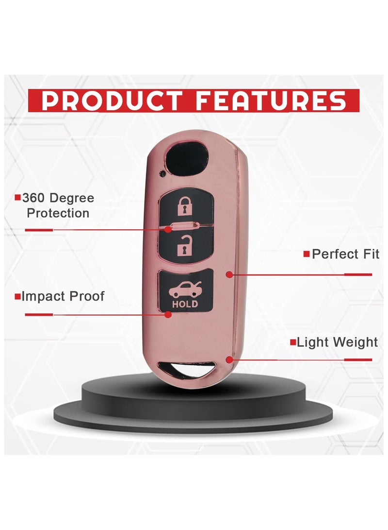 Mazda Zoom 3 Button Remote Key Fob Case TPU Car Key Case 1 Pcs Car Key Fob Cover Pink - Image 2