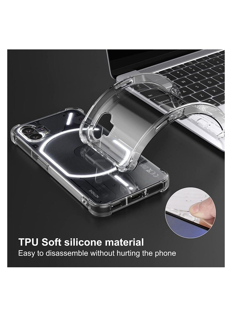 إيف لا شيء هاتف واحد 1 حالة واضحة 2022 ، غلاف رفيع ناعم شفاف مرن TPU الظهر الصلب زوايا مزدح - Image 3