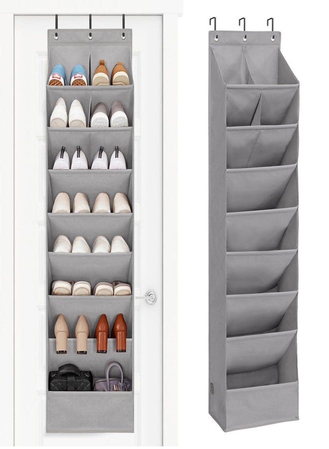 STORAGE MANIAC Over the Door Shoe Organizer Heavy-Duty Large Deep Pocket Hanging Shoe Organizer Shoe Rack Door Closet Shoe Organizer for Wall, Dorm & Narrow Door Storage Shoe Holder Grey, 1 Pack - Image 1