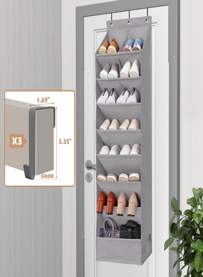STORAGE MANIAC Over the Door Shoe Organizer Heavy-Duty Large Deep Pocket Hanging Shoe Organizer Shoe Rack Door Closet Shoe Organizer for Wall, Dorm & Narrow Door Storage Shoe Holder Grey, 1 Pack - Image 4