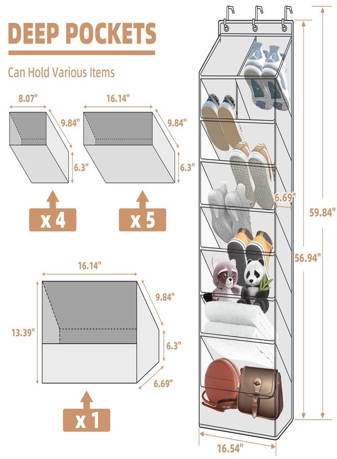 STORAGE MANIAC Over the Door Shoe Organizer Heavy-Duty Large Deep Pocket Hanging Shoe Organizer Shoe Rack Door Closet Shoe Organizer for Wall, Dorm & Narrow Door Storage Shoe Holder Grey, 1 Pack - Image 3