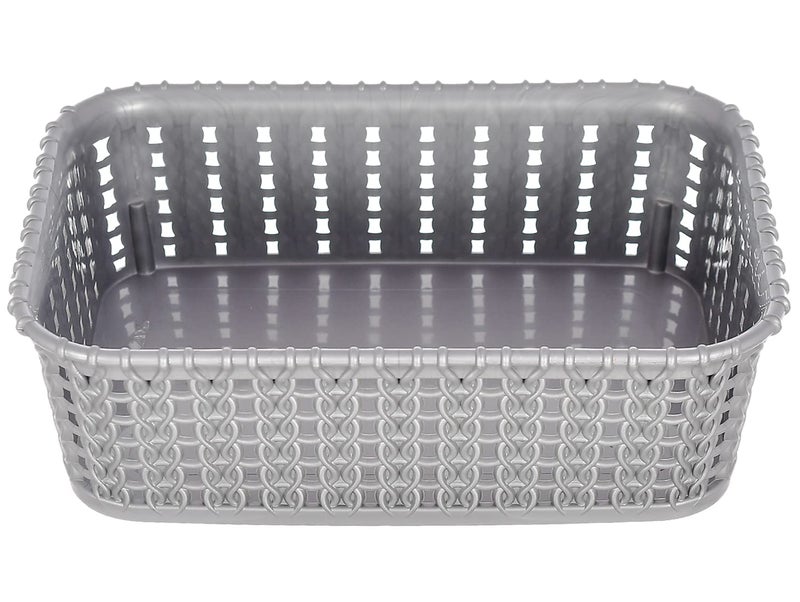 Kuber Industries Heart Home Multiuses Small M 15 Plastic Tray/Basket/Organizer Without Lid- Pack of 3 (Grey & Brown & Grey) -46HH0127 - Image 4