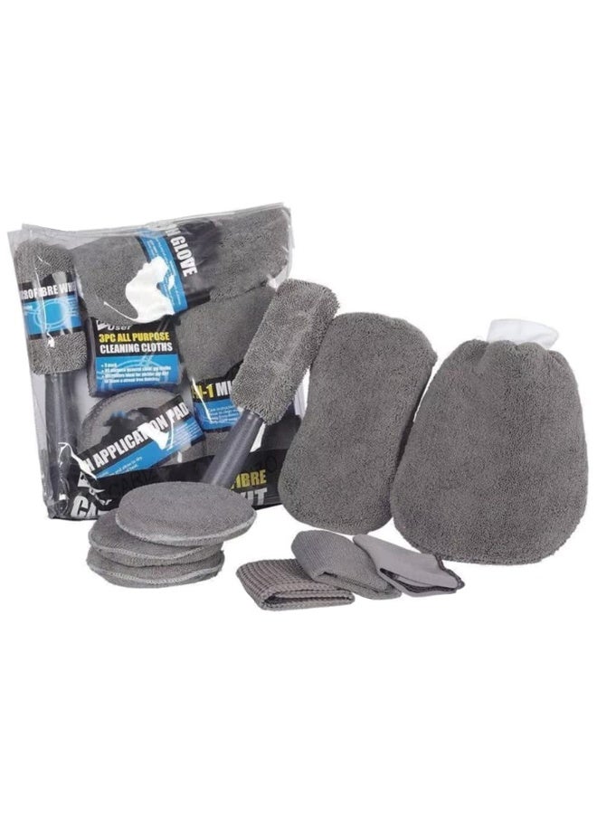 SMY 9PCS Car Wash Kit Microfiber Cleaning Set All-in-One Car Detailing Kit Wash Mitt Sponge Cloth Wheel Brush Applicator Pads Scratch-Free Car Cleaning Accessories Kit - Image 4