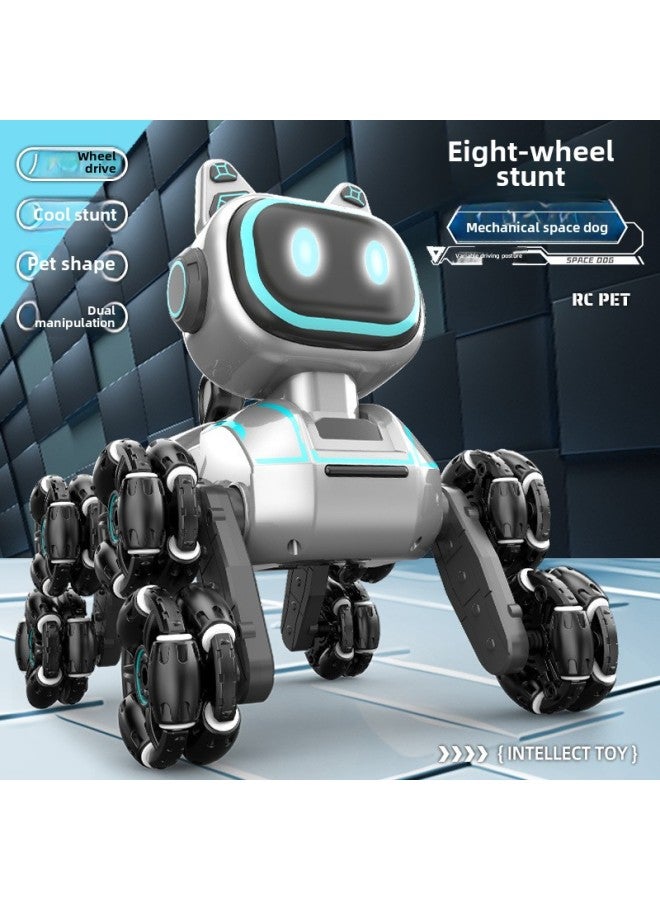 لعبة كلب ميكانيكية ذكية بثمانية عجلات للأطفال، روبوت للتحكم عن بعد، كلب كهربائي، روبوت كهربائي للتحكم عن بعد، سيارة إلكترونية للحيوانات الأليفة، اللون: كلب حيلة ذو ثماني عجلات، أزرق - Image 3