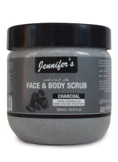 Jennifer's Face and Body Scrub Charcoal 500ml -Detoxifying Exfoliating Skincare with Activated Charcoal for a Deep Cleanse