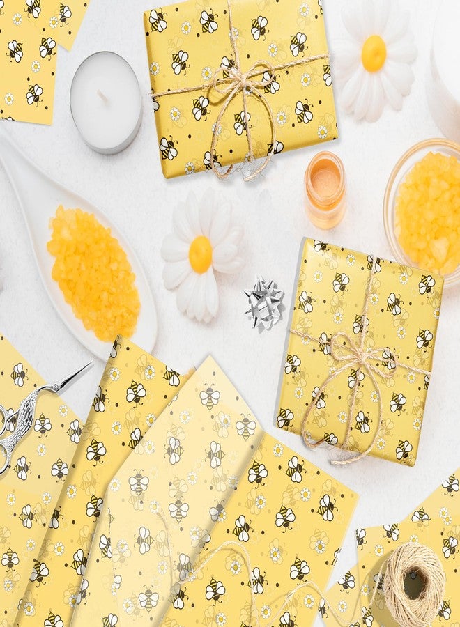MOZUI 50 Sheet Bee Tissue Paper, Cute Honeybee Daisy Gift Wrapping Paper, 14 x 20 Inch Yellow Bee Flower Packing Tissue for Birthday, Baby Shower, Wedding, Holiday, Craft, Gift Decor, Party Confetti - Image 4