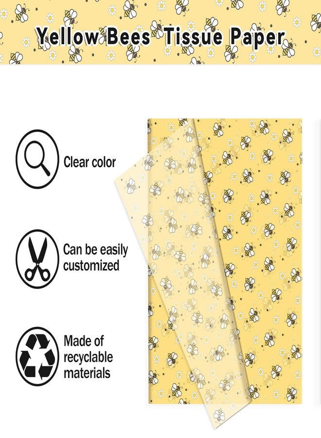 MOZUI 50 Sheet Bee Tissue Paper, Cute Honeybee Daisy Gift Wrapping Paper, 14 x 20 Inch Yellow Bee Flower Packing Tissue for Birthday, Baby Shower, Wedding, Holiday, Craft, Gift Decor, Party Confetti - Image 2